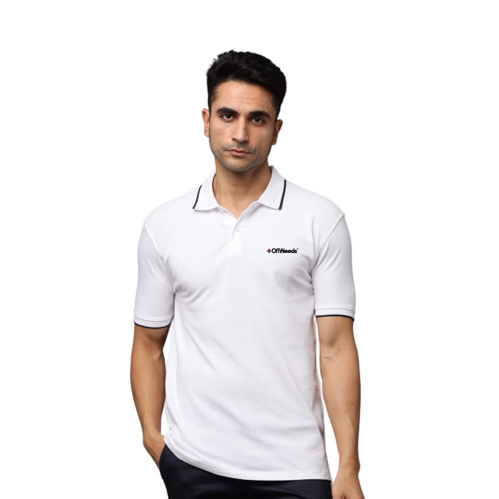 Greys&Blues Pima Collar T-Shirt-White with Black